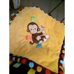 Mary Meyer Taggies Security Blanket Monkey Lovey Plush Satin Tags  2012  16"x16"